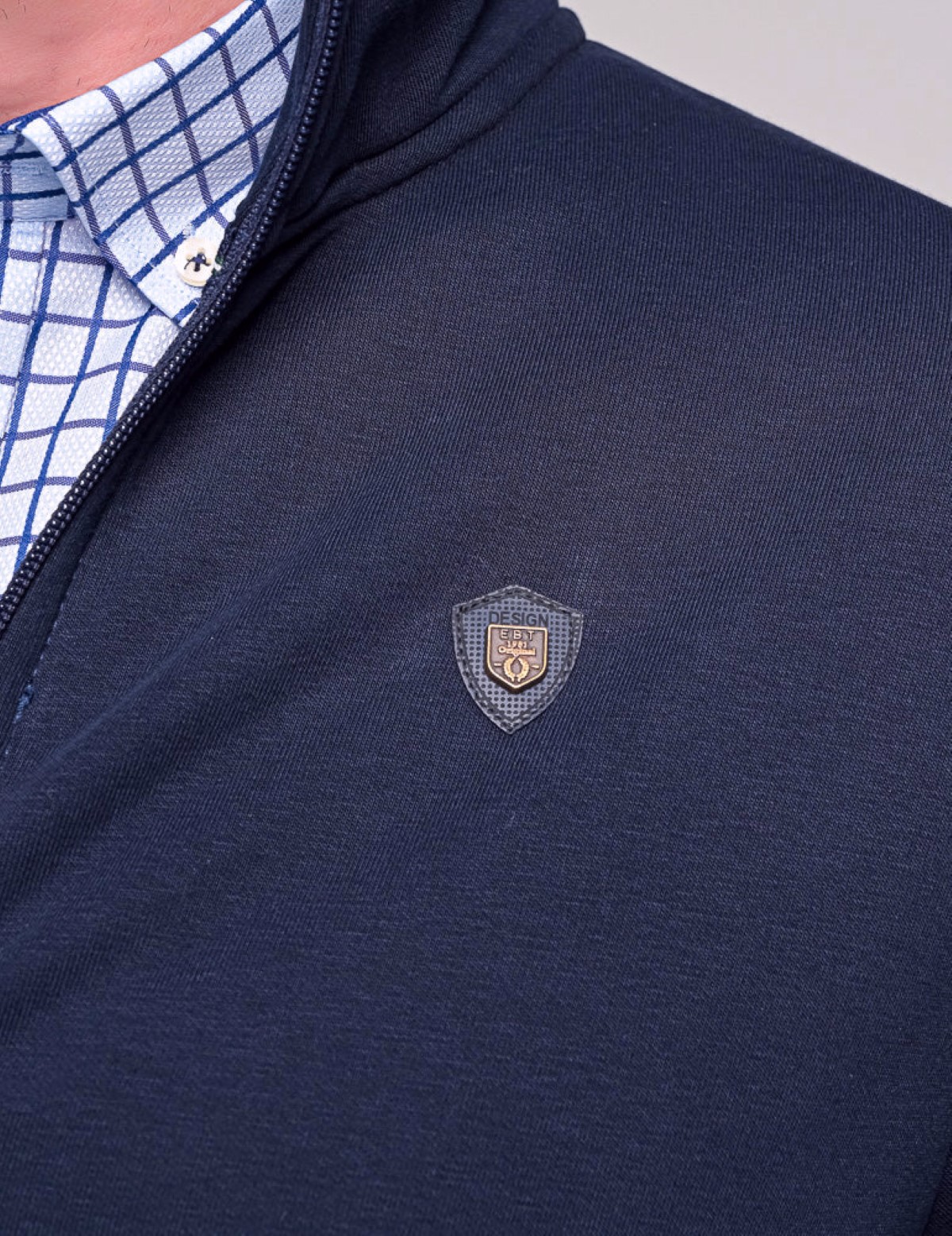 Everbest ανδρική Plus Size μπλε ζακέτα φούτερ με γιακά 2310153 φωτογραφία